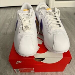 Nike Cortez White and Purple Sneakers. Size 11 new never worn